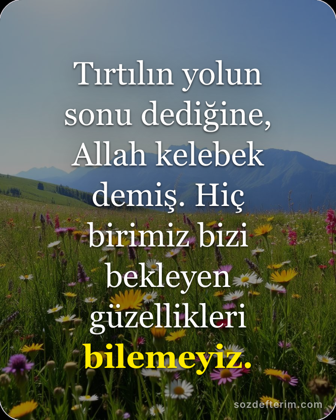 Tırtılın yolun sonu dediğine, Allah kelebek demiş. Hiç birimiz bizi bekleyen güz