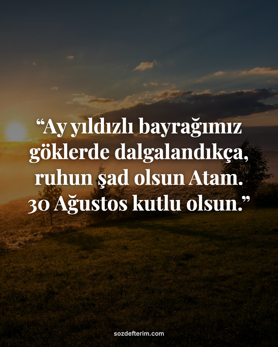 Ay yıldızlı bayrağımız göklerde dalgalandıkça, ruhun şad olsun Atam. 30 Ağustos